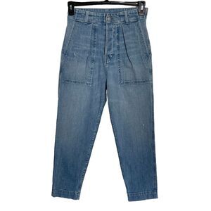 Sundry Womens SZ W28 Crop Jeans High-Rise Button-Fly Pleated Front Distressed